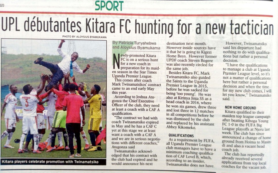 OfficialFUFA's tweet photo. Football stories in the Ugandan dailies on 29/10/2020.
@DailyMonitor @RedPepperUG @bukeddeonline
#FUFAUpdates https://t.co/4w2EDIUpgf