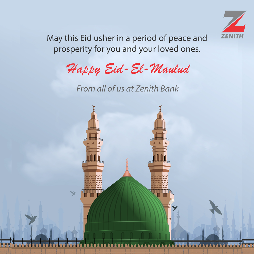 ZenithBank's tweet photo. Zenith Bank wishes you a happy Eid-El-Maulud.

#ZenithCares #EazyBanking https://t.co/6Pc6xXMo8v