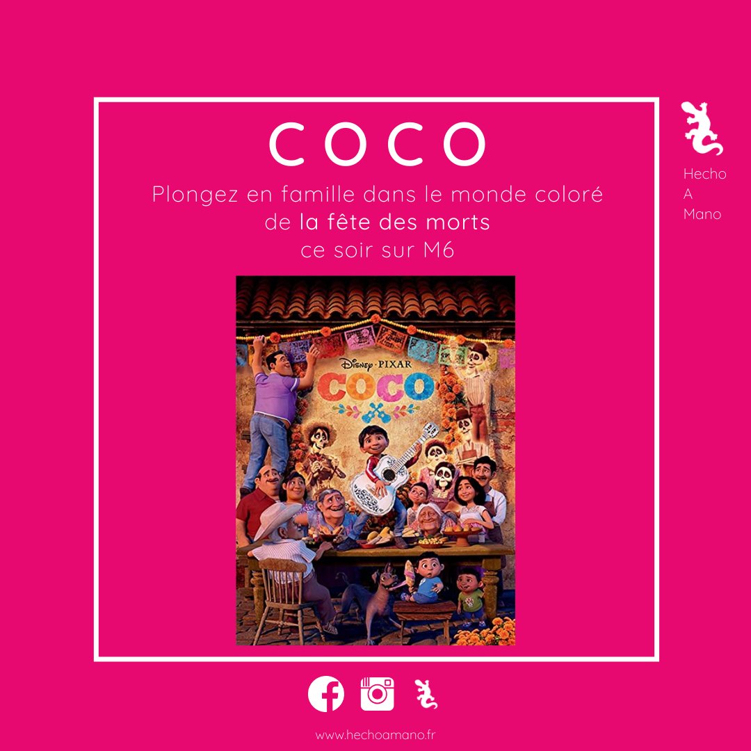 😍 Ce soir sur @M6 🎬  le dessin animé Coco vous apportera un peu de légèreté & de joie de vivre mexicaine 🇲🇽 en vous faisant (re)découvrir l'incontournable fête des morts 💀 

#fdm2020 #diadelosmuertos #mexique #m6 #soiréciné #culturemexicaine #fetedesmorts #bonnehumeur