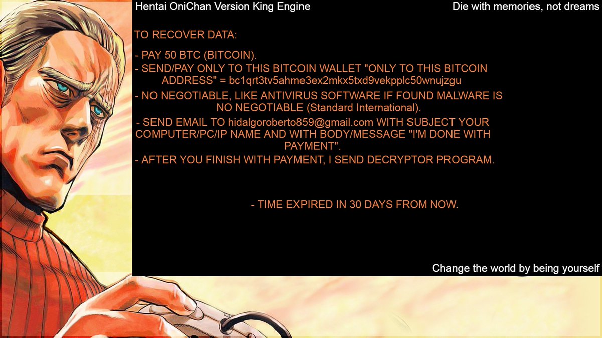 docm 74A384995C4DD14EC1FE4DBE71B74563 Hentai OniChan Version King Engine  #Ransomware
