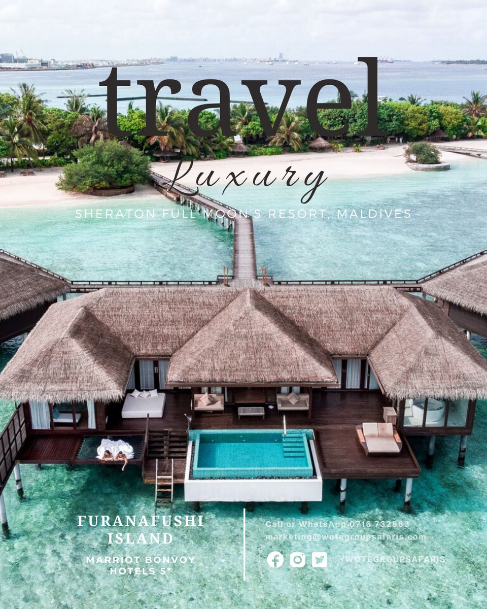 wotegroup's tweet photo. YES! We can take you too to the #MaldivesIslands 😍😍 Anywhere in the world, we have the best accommodation and travel deals😊

Sheraton Full Moon Luxury Resort

https://t.co/kqQLZjJXas

#GetawayTourismFair #SaritCentre #BetterTogether #SaritExpoCentre #MagicalKenya #TembeaKenya https://t.co/dUrrkqpKcL