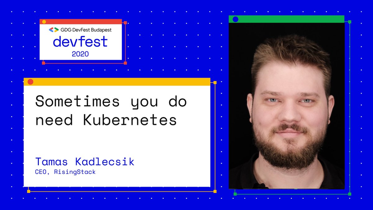 GDGBud's tweet photo. Join us for #DevFestBudapest on 5th November!
Listen to the presentation of @tamaskadlecsik CEO of @RisingStack about how can you determine if #Kubernetes is the right choice, or if you should migrate to it later.
Register now at https://t.co/HZISQ2pWhX
#GDG #DevFest2020 #k8s https://t.co/GsSLYQWEiy