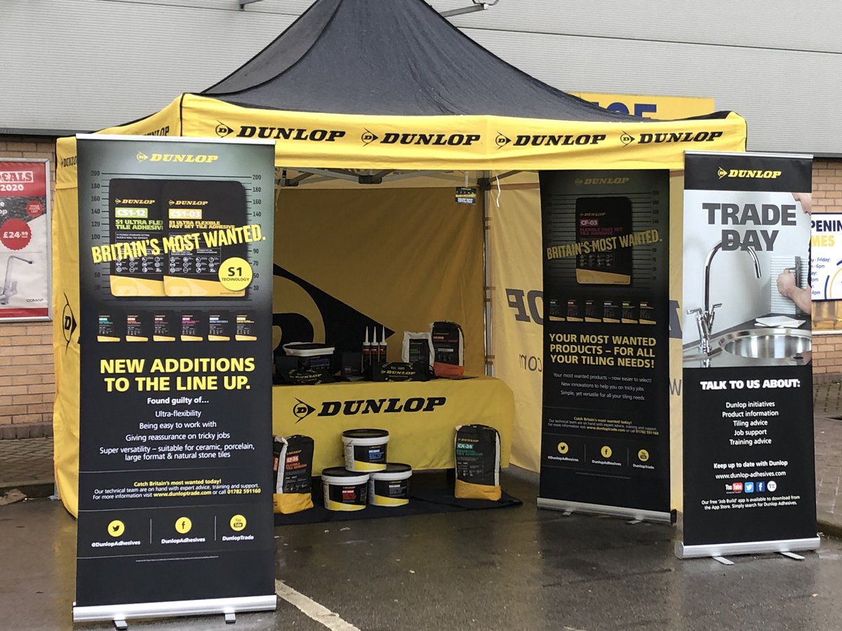 DunlopDavidM's tweet photo. @SelcoBW We’re in @SelcoBW Ashton this morning braving the weather.. Covid safe gazebo.. Come say hello if you’re in the area and find out about our new Adhesive range and special offer on our CF-24 Flexible Adhesive.. I may even buy you a brew 👍👍
@DunlopAdhesives @BALtiling https://t.co/GrAUU3JU7X