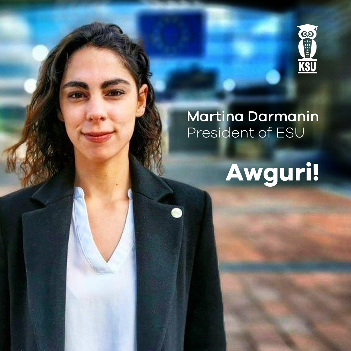 KSU - Kunsill Studenti Universitarji (@ksumalta) on Twitter photo Congratulations to Martina Darmanin, former KSU International Officer who has just been elected as President of the European Students' Union - ESU!
<a href="/ESUtwt/">European Students' Union (ESU)</a> Congratulations to Martina Darmanin, former KSU International Officer who has just been elected as President of the European Students' Union - ESU!
<a href="/ESUtwt/">European Students' Union (ESU)</a>
