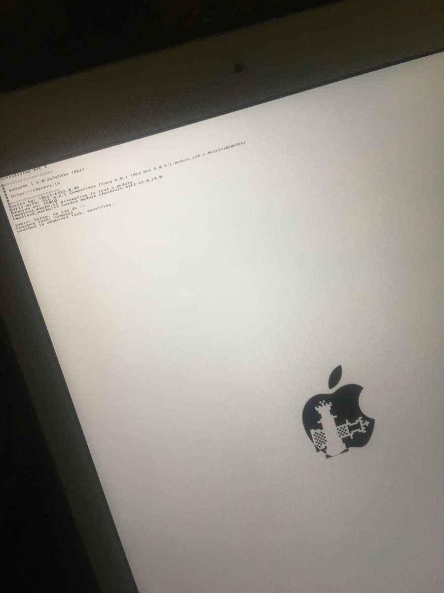 Vinitvijal124's tweet photo. After Too much hard Tries I got solutions to run that patched checkra1n tool but Here is another issue faced by me. Device is showing checkra1n and apple logo but... it panics (Crashed in required task, Resetting) if any one have any solution tell me iPad 6 #checkra1n #jailbreak https://t.co/8FBaB37tax