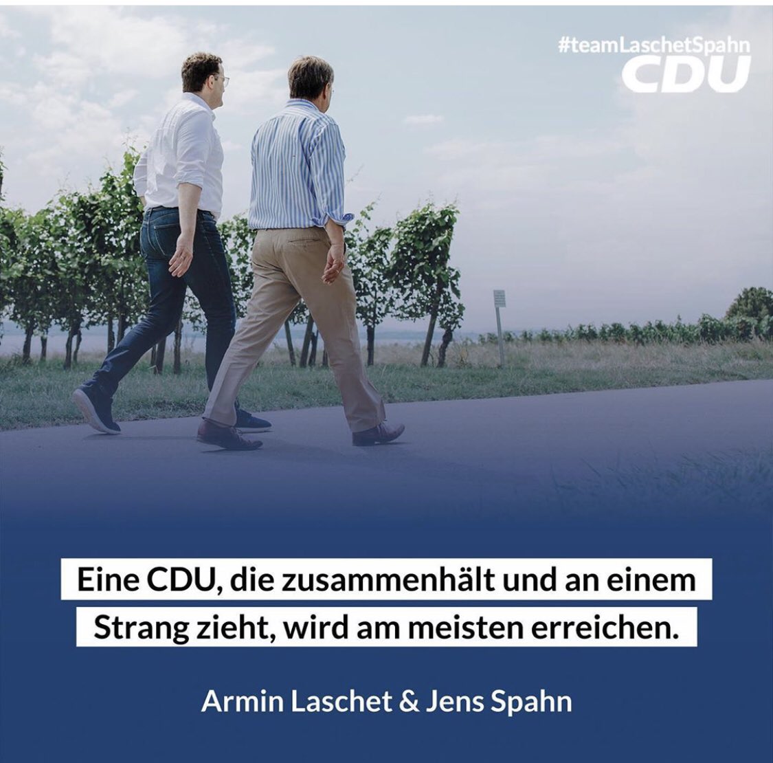 Eine CDU, die zusammenhält und an einem Strang zieht, wird am meisten erreichen. Dazu gehört, alle Strömungen der <a href="/CDU/">CDU Deutschlands</a> gleichberechtigt zu vereinen. Armin Laschet hat das in NRW gemacht. Gemeinsam wollen Armin und Jens das in unserer CDU umsetzen.
#teamLaschetSpahn #JUpitch