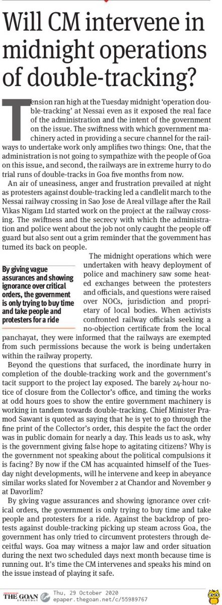 savemollemgoa's tweet photo. In the news 29/10/20
Goans are not stupid and we will put up a fight. Goa's pristine environment will not be sold. #SaveMollem #AmcheMollem #Mollem #Goa #VirtualWipeOut #GoaRejectsAdani #GoaRejectsJindal https://t.co/IBzSppkJXp