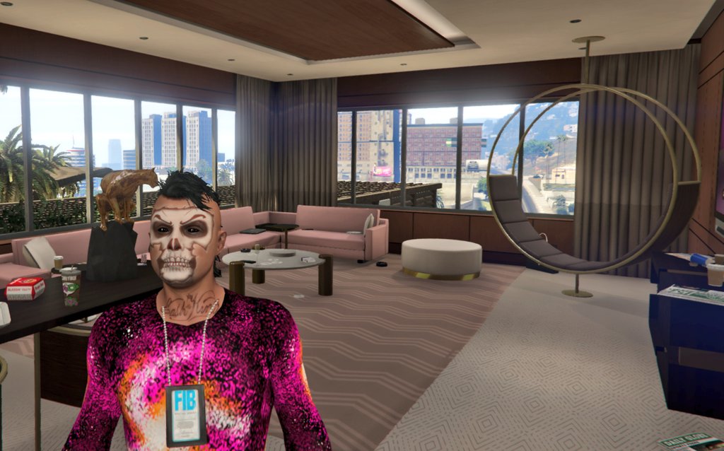 LUXORPM's tweet photo. Good Morning TwittFam. It's cleaning day at the Penthouse and the lady starts with the windows 🤦🏾‍♂️🤷🏾‍♂️🤣 
#RockstarGames #GTAOnline #DiamondCasinoResort #LSCity
#GTAPhotographers #GTAVogue #Screenshots #Cleaner #Afterparty 
#WeeklyUpdateDay #Halloween2020 https://t.co/tyjcVNnCtg