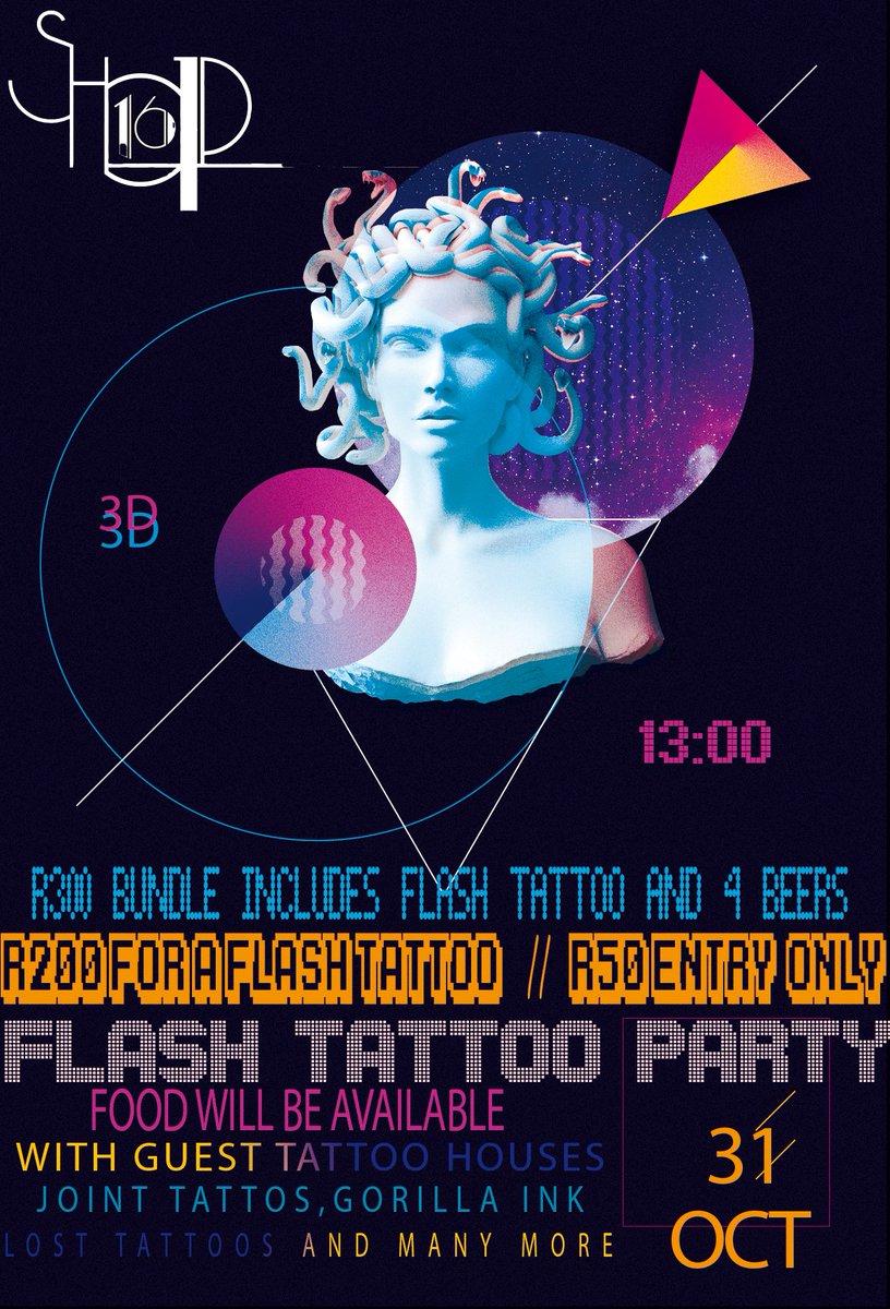 _MrBong's tweet photo. #tattoo party this weekend at #Shop16 Secunda come through get ink and get buck!!!! 💯 🙌🏾 🇿🇦 🎯
#FlashTatt I'm definitely getting inked up 💉 https://t.co/DbEMwky0Z3