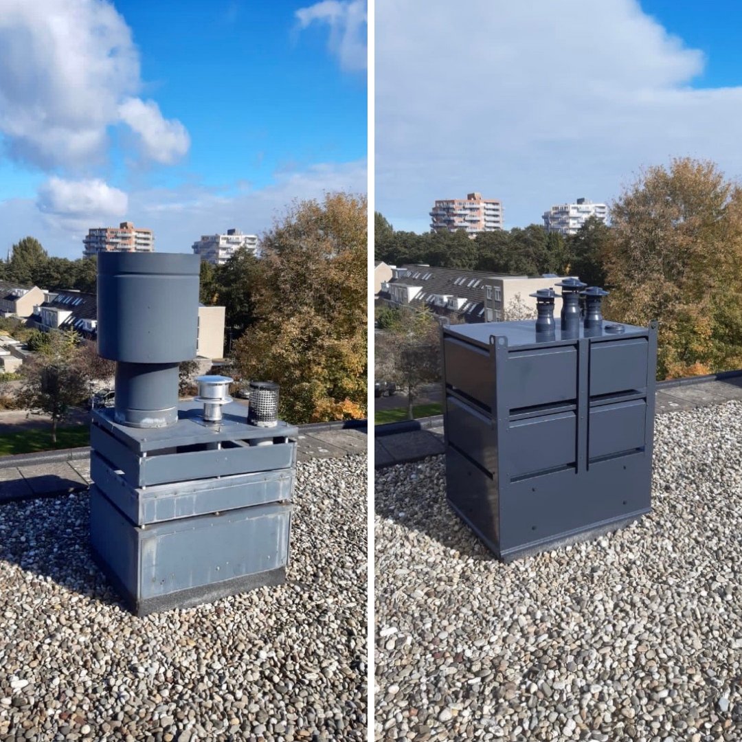 HdaHaarlem's tweet photo. Voor en na de renovatie!

We hebben weer een mooi project afgerond bij VvE Monterra te Amstelveen. Het renoveren met de HDA SR Prefab schoorsteen. Dankzij onze dakspecialisten van HDA ziet er weer perfect uit!

#HDA #Haarlem #dakwerken #rookgaskanaal #Amstelveen https://t.co/qFd7oCRoA3