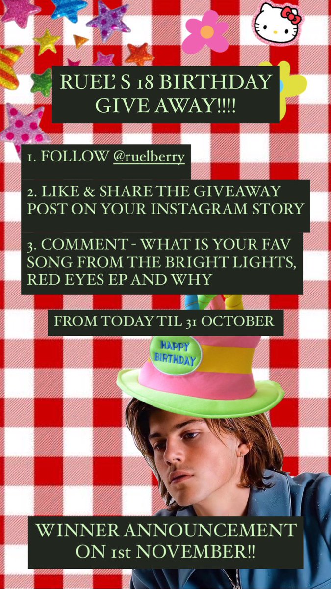 ruelberry's tweet photo. 🥳Ruel’s 18th birthday giveaway🥳
ติดตามได้ทาง ig: @ruelberry นะค้า กติกาตามรูปด้านล่างเลย #ruel #oneruel #oneruelth #blre #ruelberry https://t.co/NMBPCdpu5g