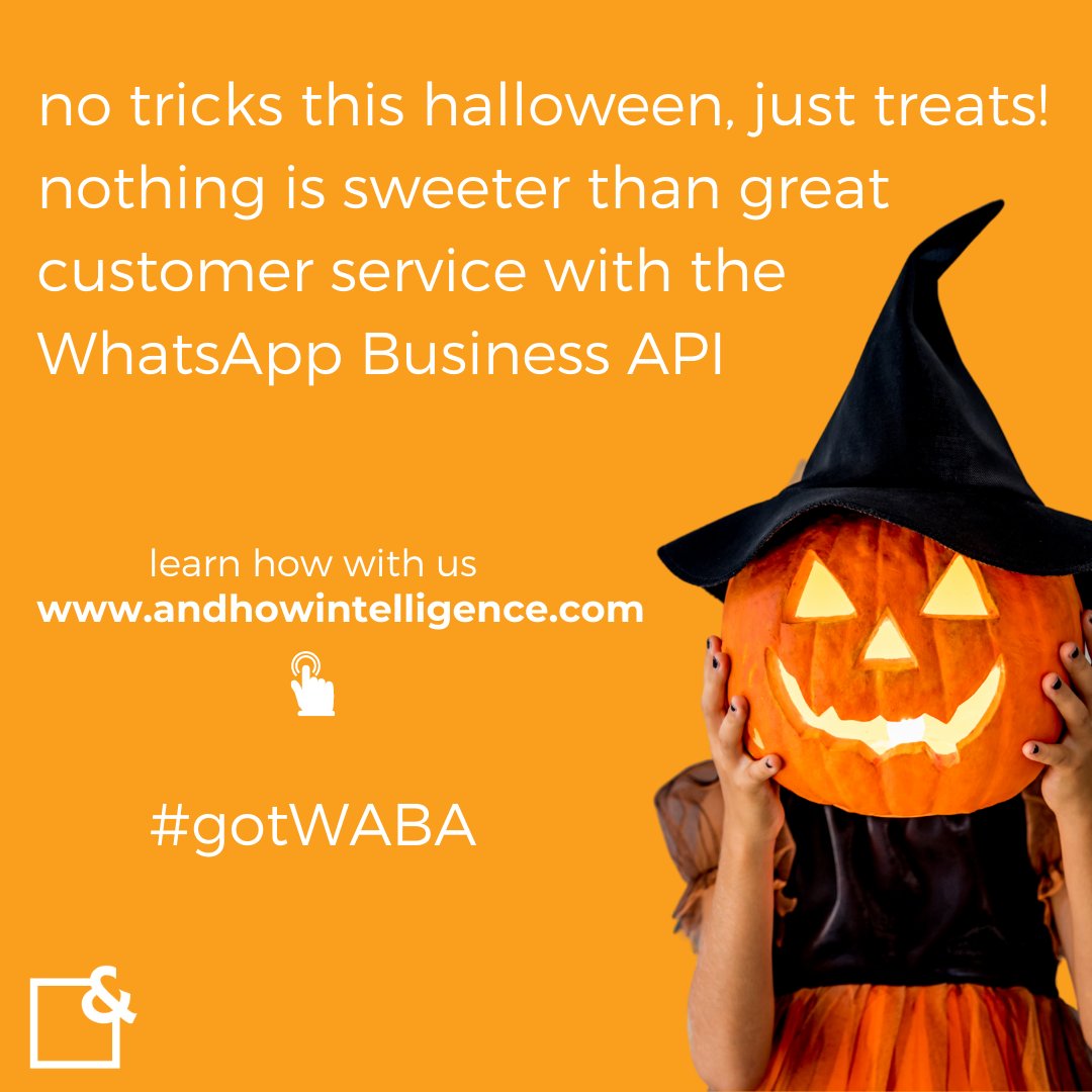 HowIntelligence's tweet photo. This Halloween don't scare your customers away with bad customer service. 

&amp;How Intelligence and the WhatsApp Business API can help you connect with your customers any where, anytime and on any device. 

#gotWABA #business #Whatsapp #innovation #customerservice https://t.co/yycvAsGhLV
