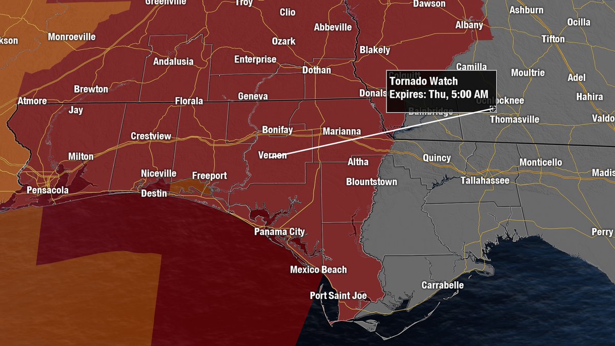 Whitleyweather's tweet photo. Tornado Watch
Walton, Holmes, Washington, Bay, Jackson, Calhoun, Gulf until 5 AM ct. Have ways to get warnings!
~ Chief Ross #13FirstAlert https://t.co/yq9M7mmZZR #FLwx https://t.co/lYHOSc7BAx