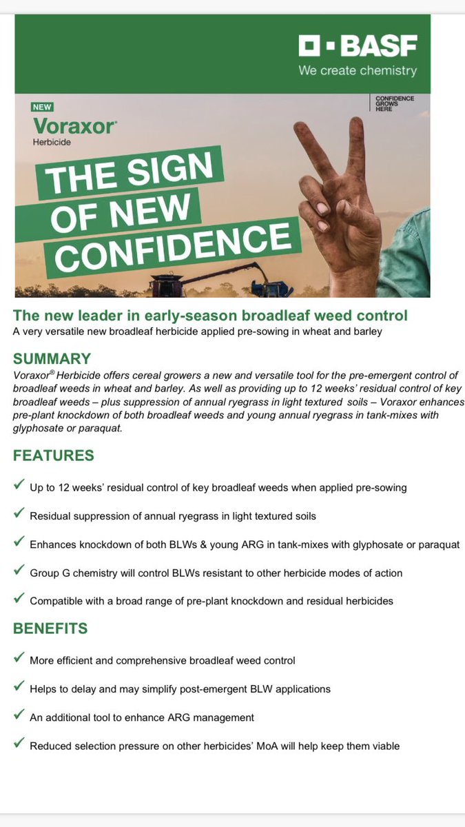 ✌🏻Exciting new chemistry ✌🏻 #Voraxor from <a href="/BASF_Agro_Au/">BASF Agricultural Solutions Australia</a> has hit stores in WA. Here is <a href="/NutrienAgRetail/">Nutrien Ag Solutions</a> agronomist <a href="/AshlynJRidgway/">Ashlyn Ridgway</a> delivering some to growers in #Kulin. Call your local reseller or BASF area manager to find out our to get your hands on some!