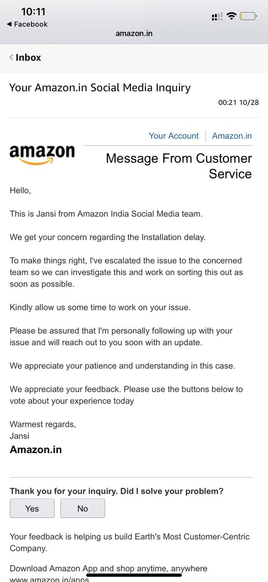 jatinbhalla2's tweet photo. @AmazonHelp This was the only last mail which I received more than 36 hours ago but after that no actions were taken.i don’t know what kind of escalation process your support team follows https://t.co/zwVFXCLPDB