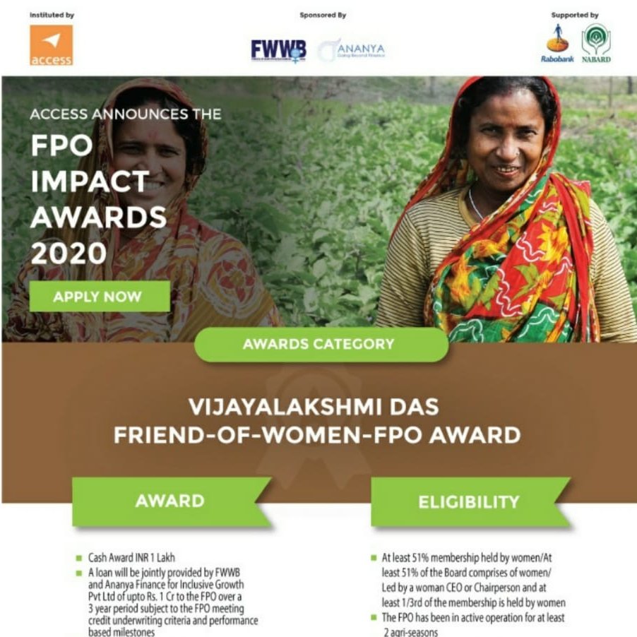 farmincomes's tweet photo. In the memory of late Ms. Viji Das, "Vijayalakshmi Das Friend-of-Women-FPO Award" for the FPO Impact Awards 2020.
Apply Now - https://t.co/JEuQ9zciYE
#farmers #farmerproducer #summit #FWWB #livelihoodsindiasummit #agriculture #awards #FPO https://t.co/OhiezO1uhv