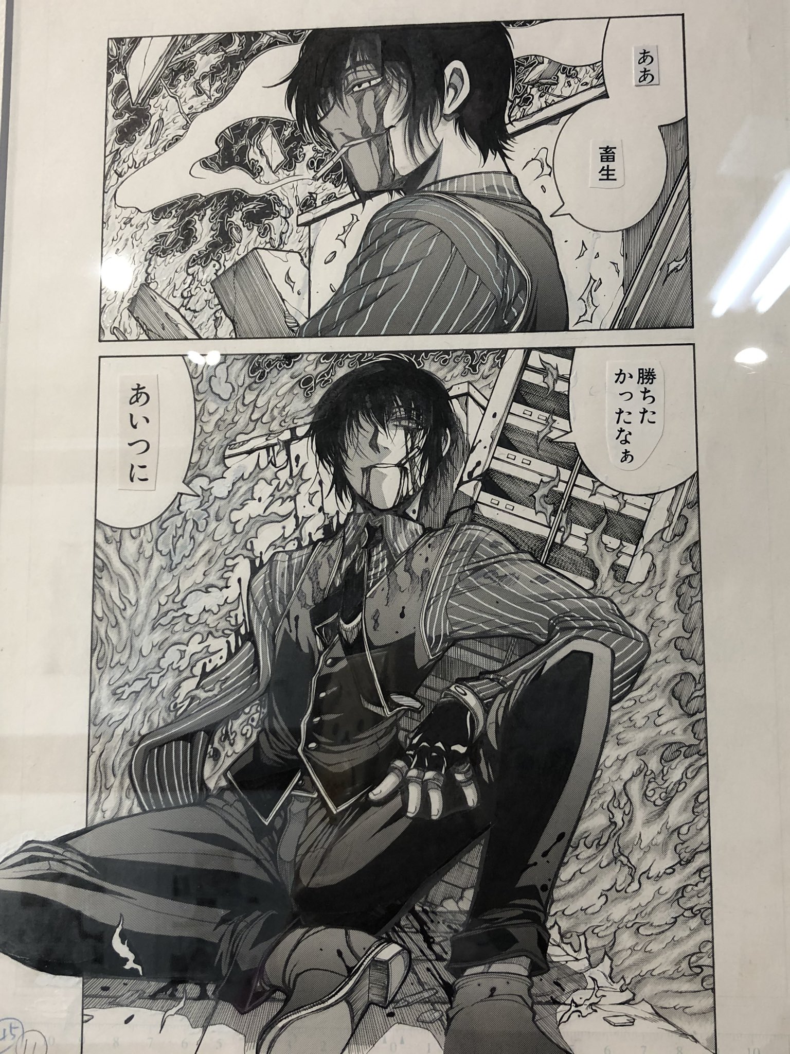 チイ筋少渋公28 平野耕太大原画展 ヘルシング で時間切れ ずっと少佐の演説が流れてるw ウォルター ショルター あー ヒラコーの堂々と元ネタは秋せつらって名言してるの好きw じじーもショルターも若いのも好きだが若干ショルターに弱い