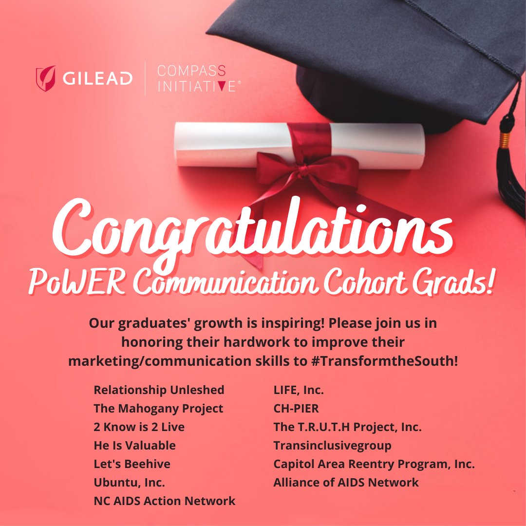 BeOurCOMPASS's tweet photo. The Emory COMPASS Coordinating Center is proud to announce our 2020 PoWER Communication cohort graduates. Join us in congratulating these amazing organizations! #TransformtheSouth #COMPASSInitiative #HIV https://t.co/v0SzL5Hfv7
