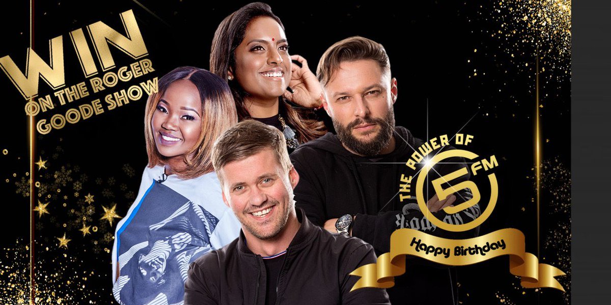 5FM's tweet photo. SAπΏπ¦Itβs your last chance to go into the draw to WIN R45 000, all in the name of wrapping up our birthday monthπ₯³
@DJRogerGoode @Sureshnie @RobbieKruse & @ZanelePotelwa want to make you the final entry & give you R1000, but you have to TUNE INπ€©
#StopDropAndParty
#GoodeMorning https://t.co/xjX34ttfE2