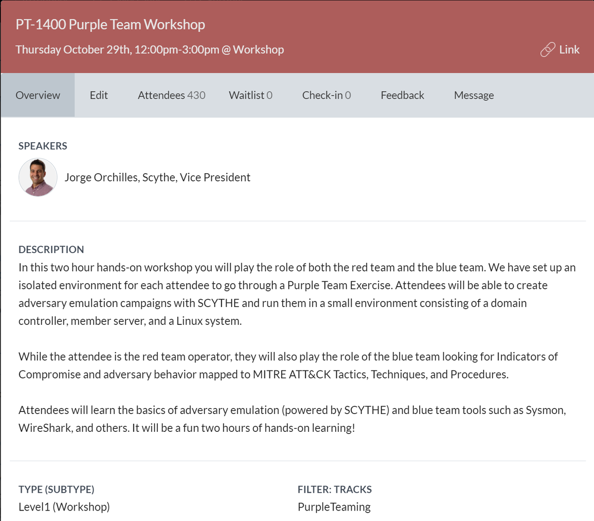 TexasCyberConf's tweet photo. #Grayhat2020 @Grayhat_Con Thursday Agenda is packed including this 2hr workshop by @jorgeorchilles 
 Purple Team Expert starts at 12pm CDT/-5UTC  Filling up fast Register Now!💜

Website: https://t.co/iDz4XxFXWg
Discord: https://t.co/U6k4yXyuh4

@scythe_io #PurpleTeam #Grayhat 👻 https://t.co/3H6waIT1Bz