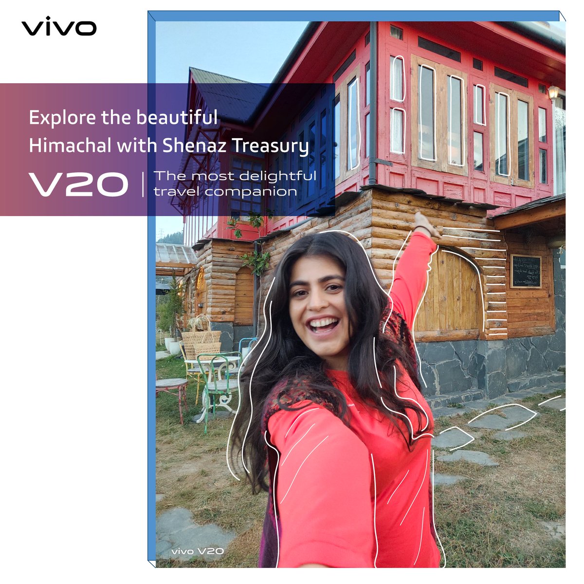 Vivo_Rajasthan's tweet photo. Wander, explore and amaze yourself with
@ShenazTreasury as she discovers the local charms of Himachal. Climb aboard as she takes us on a serene adventure through the hills armed with the #vivoV20. #DelightEveryMoment #StandWithTravel https://t.co/H8fFDYWbhY