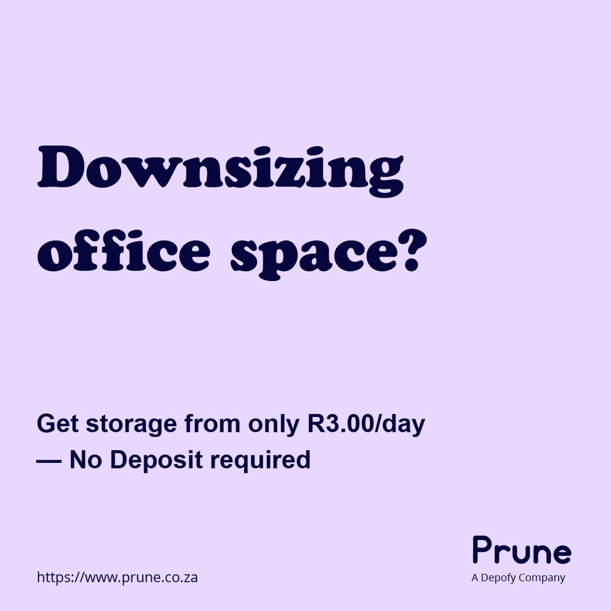 Depofy_SA's tweet photo. Downsizing your office space?

Visit https://t.co/lm9kSTyAf6 to get a specialised quote for your business. Storage starts from only R3.00/day — No Deposit
#deposit-free #storage #prune #depofy https://t.co/nzfrgy4k8X
