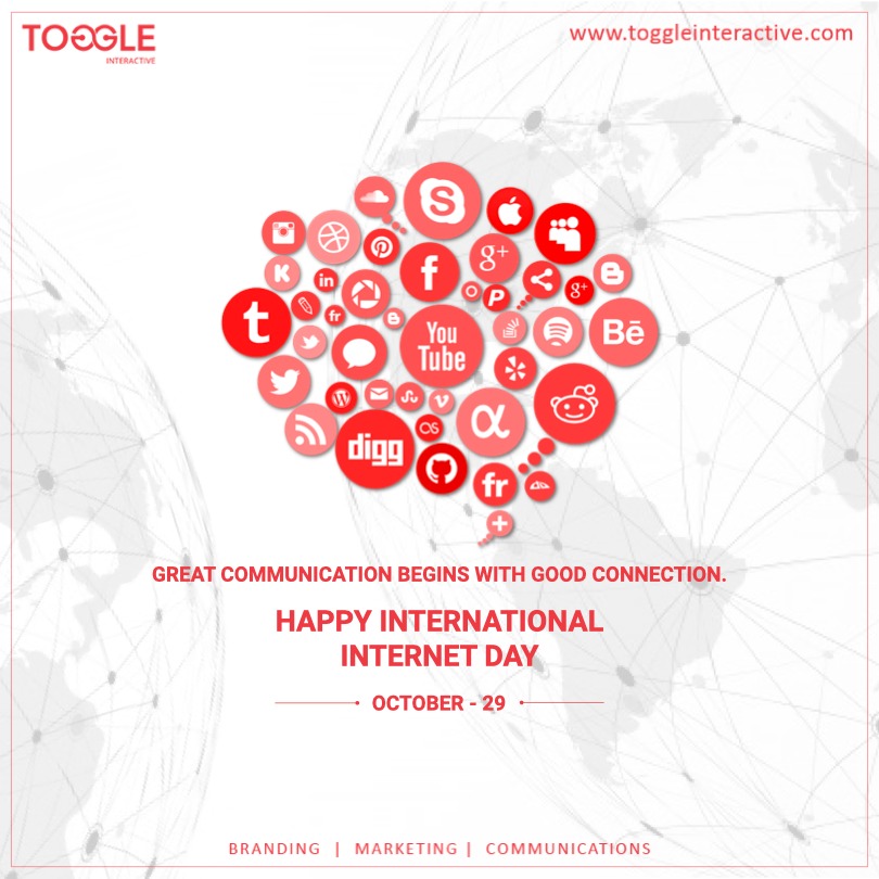 ToggleDigital's tweet photo. Recognizing the importance of Internet - the global facilitator of communication - on International Internet Day!! #InternationalInternetDay #Internet #GlobalCommunication #Technology #ConnectedNation  #BrandIdentity #BrandConsultants #DigitalMarketing #ToggleInteractive https://t.co/0vuYjwfhLp