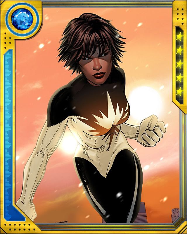 DarthScience's tweet photo. My final post for #BlackinAMO day is a shoutout to my favorite Avenger, Spectrum! Monica Rambeau's superpower is that she can turn herself into any wavelength of electromagnetic radiation! From gamma rays to radio waves. 😍 She was even Captain Marvel for awhile. #BlackinPhysics https://t.co/NGIWjlJjTJ