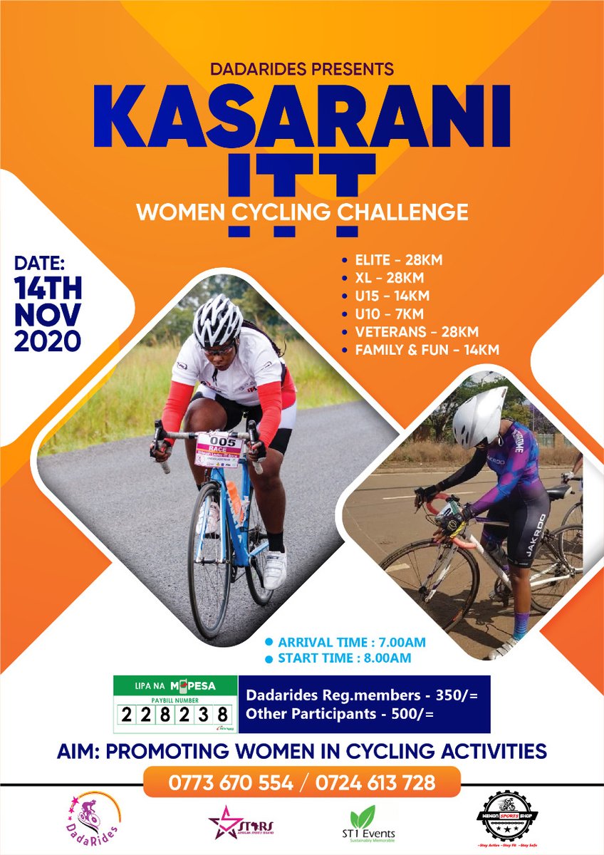 Promoting women cycling activities everyday!! 100+coming <a href="/MamaRachelRuto/">Mama Rachel Ruto, EGH</a> <a href="/Passaris/">iuly</a> women Rep. <a href="/5StarsAfrica/">FiveStars Africa</a>  <a href="/SallyCyclist_KE/">SallyCyclist_DadaRides</a>  <a href="/CyclingAfrica/">Africa Rising Cycling</a> @1Rides  cc. <a href="/AMB_A_Mohammed/">AMB.(Dr.) Amina C. Mohamed</a> @1Rides <a href="/OCOAAmbulance/">OCOA Ambulance Services</a>  <a href="/karenwomen_rr/">Karen Women Road Race</a> <a href="/unleashladiesp1/">Unleash Ladies Power ITT</a> 
 #DadaridesKE <a href="/KerichoGold/">Kericho Gold</a> @1Tropicalheat.