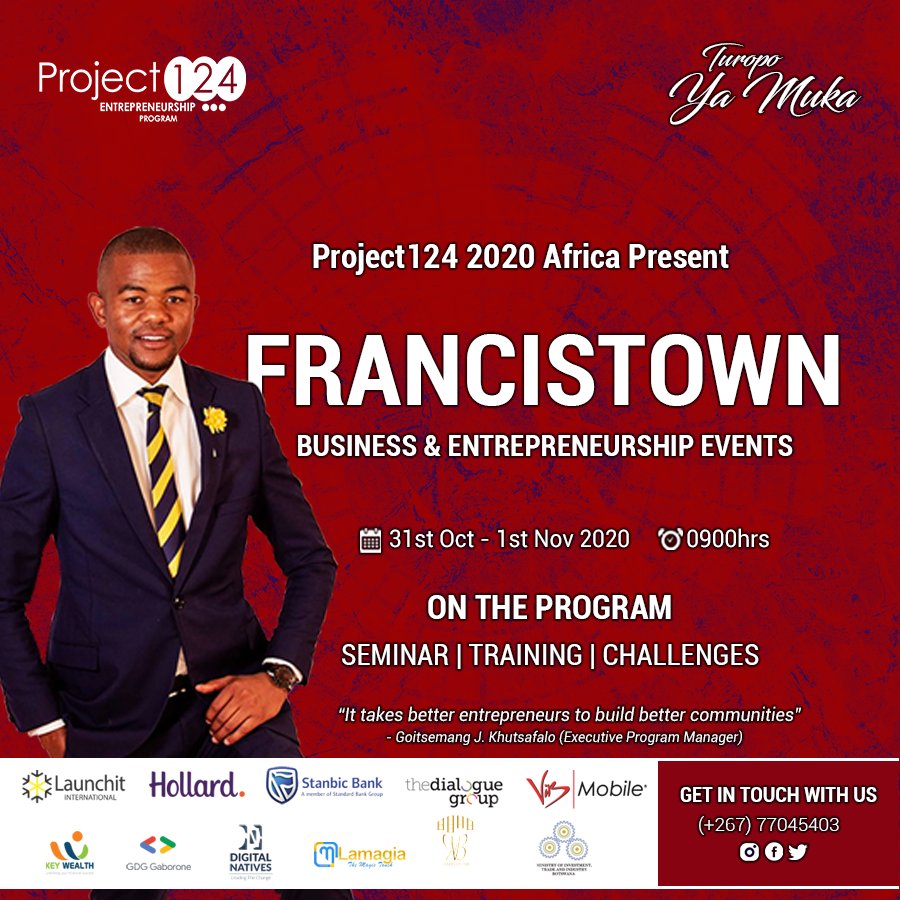 gkhutsafalo's tweet photo. We're in the city of Francistown this weekend.π₯βπΎ
Building Entrepreneurs and getting them ready to build scalable and investor ready businesses.
Please tell your friends to register.
@CEDA_BW @BWGovernment
#Project124 https://t.co/S6sPxuy257