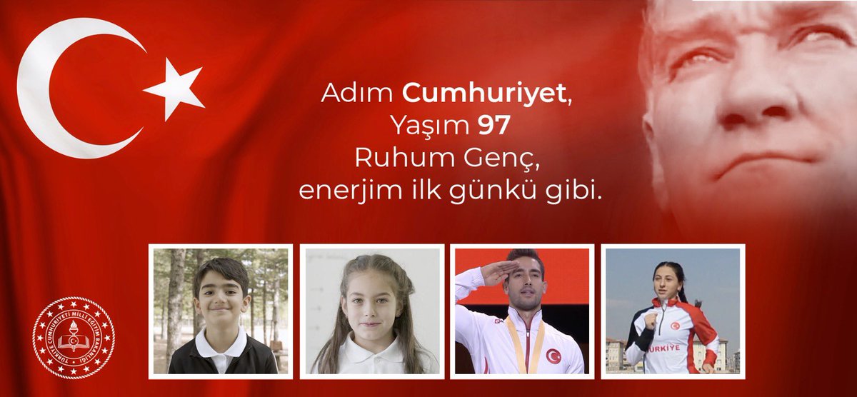 Cumhuriyetimiz 97 Yaşında 

Başta, Gazi Mustafa Kemal Atatürk olmak üzere istiklal mücadelemizin tüm kahramanlarını saygı ve rahmetle anıyoruz.

#CumhuriyetBayramı