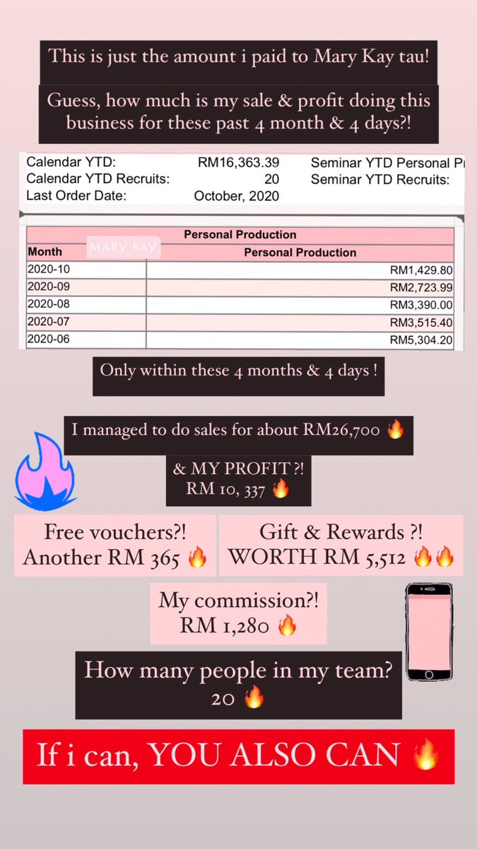 ainamiew's tweet photo. My own life? Indeed i am 🔥 Before enriching others, I MUST FIRST ENRICH MY LIFE ISN'T IT? 

Alhamdulillah 😭 By doing part time only, i get to pay everything using my own income, buy things that i can never imagined of buying, on my own 😭 

Thankyou so much Mary Kay 😭 https://t.co/2V0BO8ZrtF