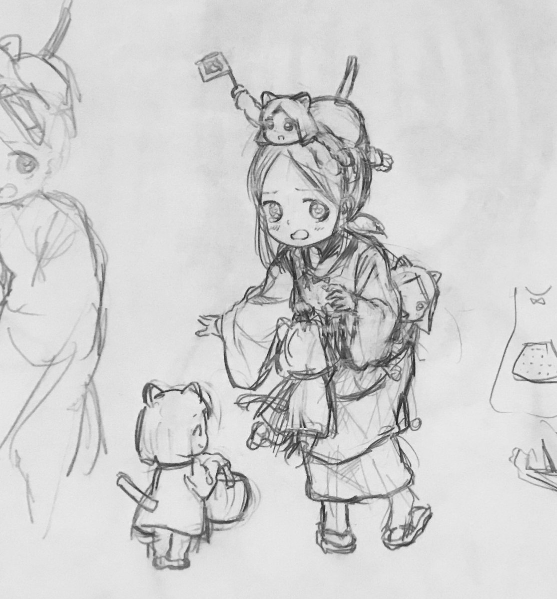 過去の絵の下絵です…
ここしばらくしっかり描き込んだイラストが上げられてないですが、ここぞというときもかわいく描きたいですから… 