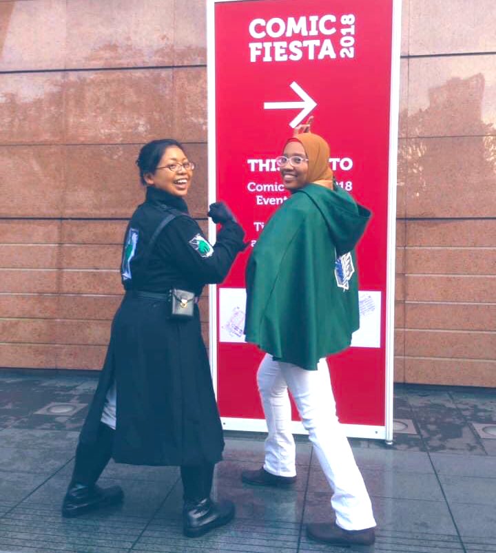 kambingpastels's tweet photo. I didn’t even realise such day existed. But anyway here’s me with @darth_eagle #AttackOnTitan #ShingekiNoKyojin #comicfiesta2019
#animeselcaday https://t.co/tYxZnoi3cd