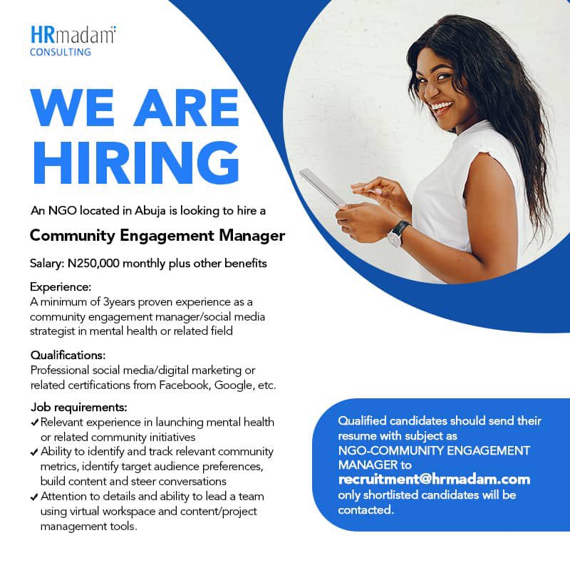 HRmadam's tweet photo. We post only authentic jobs. Apply for this role in #Abuja . https://t.co/QokTsfkUEY
