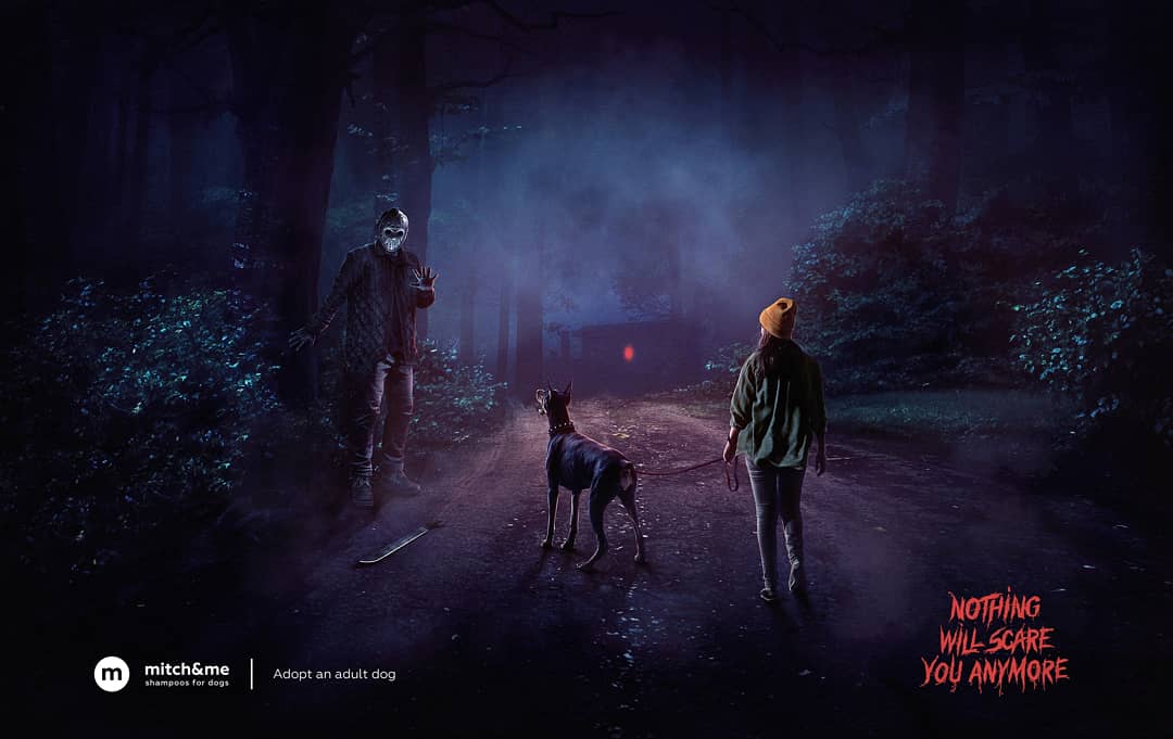 PouchSocial's tweet photo. Nothing will scare you anymore.

Mitch&amp;Me (dog's shampoo brand) with these print ads is creating an awareness about adopting adult bully breeds like pitbull, rottie mastiff etc.

#Halloween2020 #Halloween #dogsoftwitter #dogs #marketing  #socialpouch https://t.co/ekOhgySYxS