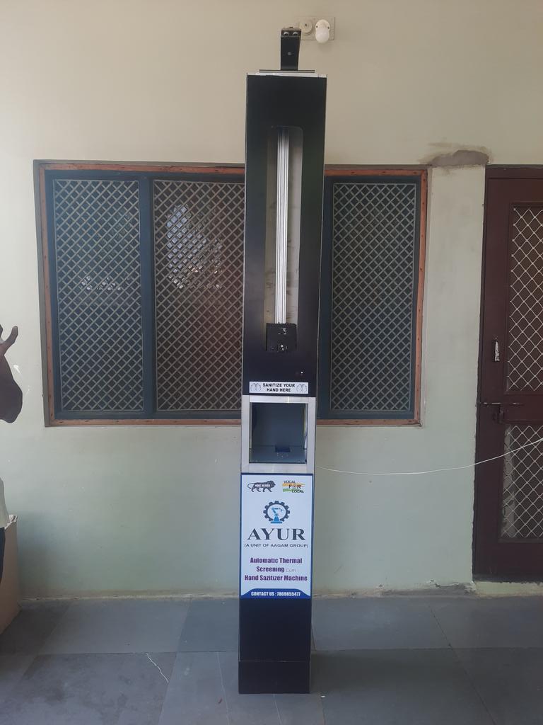 RidhamJain07's tweet photo. Yesterday we launched the Automatic Thermal Screenin cum hand sanitizer Machine made by AYUR (A UNIT OF AAGAM GROUP)at the Collector Office Neemuch...@ChouhanShivraj @jitendraraje @SPNEEMUCH @jdujjain @JansamparkMP @MoHFW_INDIA @AcropolisIndia @ecell_acropolis @drharshvardhan https://t.co/cCQTjeXeQV