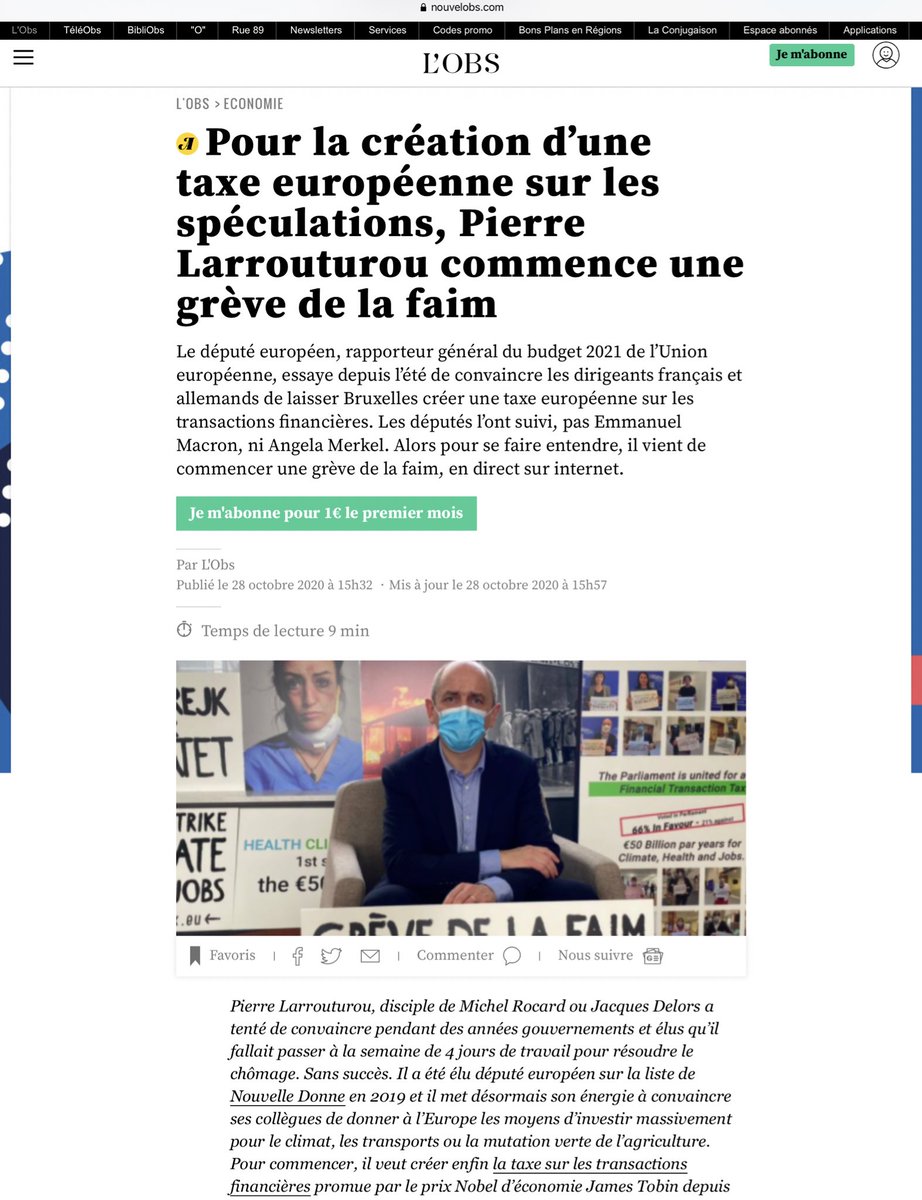 larrouturou's tweet photo. > un écho dans la presse française et internationale. C’est très utile pour que nous soyons des milliers à interpeler les chefs d’Etats européens, à leur dire que nous savons ce qui se joue dans les prochains jours et que nous refusons de repartir pour 7 ans sans #TaxeSpeculation https://t.co/uOgDpS1BOA