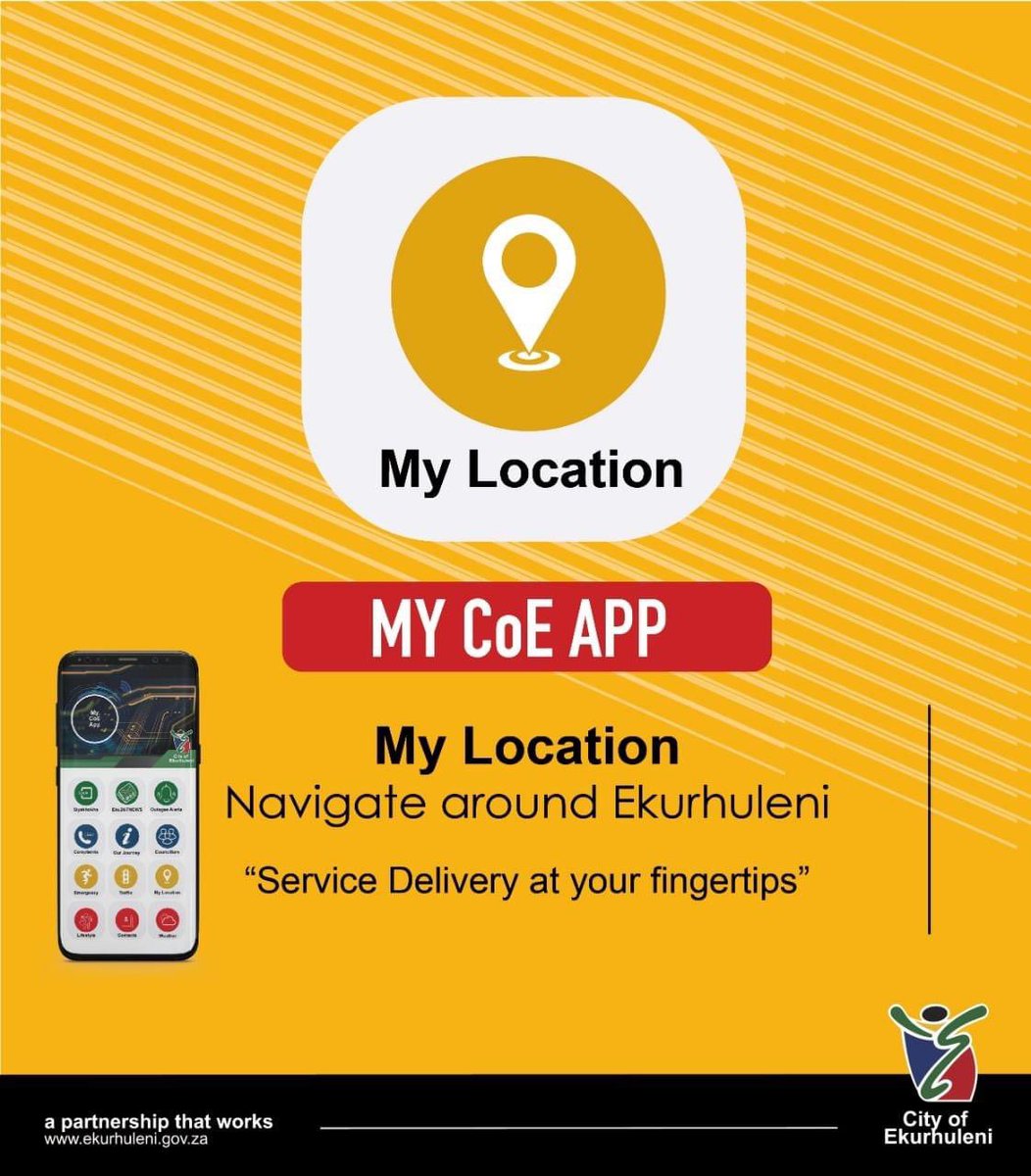 City_Ekurhuleni's tweet photo. ๐Find your way around the City with the My CoE App. Use our App to find attractions, schools, churches, hospitals, vehicle repair centres, the groove & many more . Download the App from the Play/App stores and youโre good to go!
#MyCoEApp #ServiceDeliveryAtYourFingertips https://t.co/qR3E12OPwO