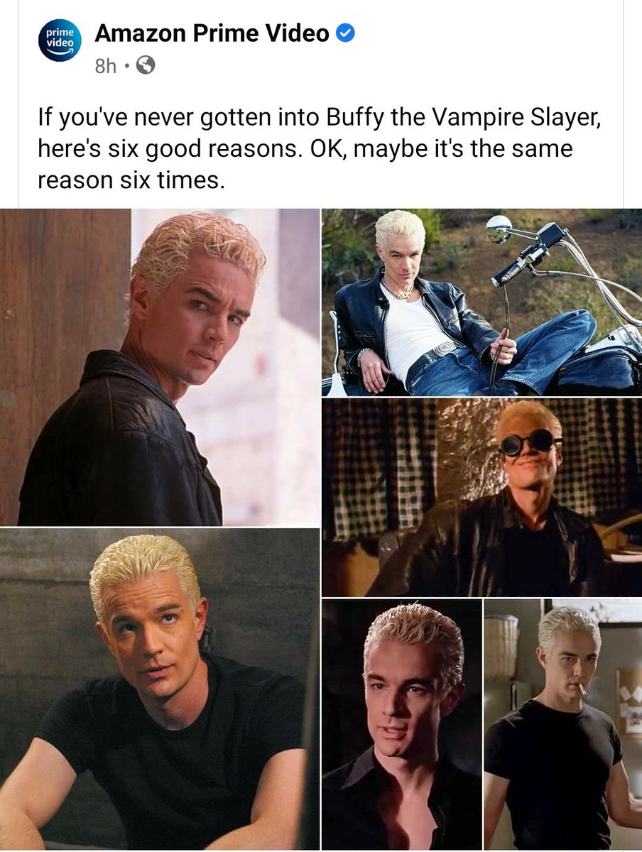 JillRobiFangirl's tweet image. I just want to be clear:

That pic on the upper right with the motorcycle isn&apos;t Spike; just @JamesMarstersOf with blond hair. #nerdthings #btvs