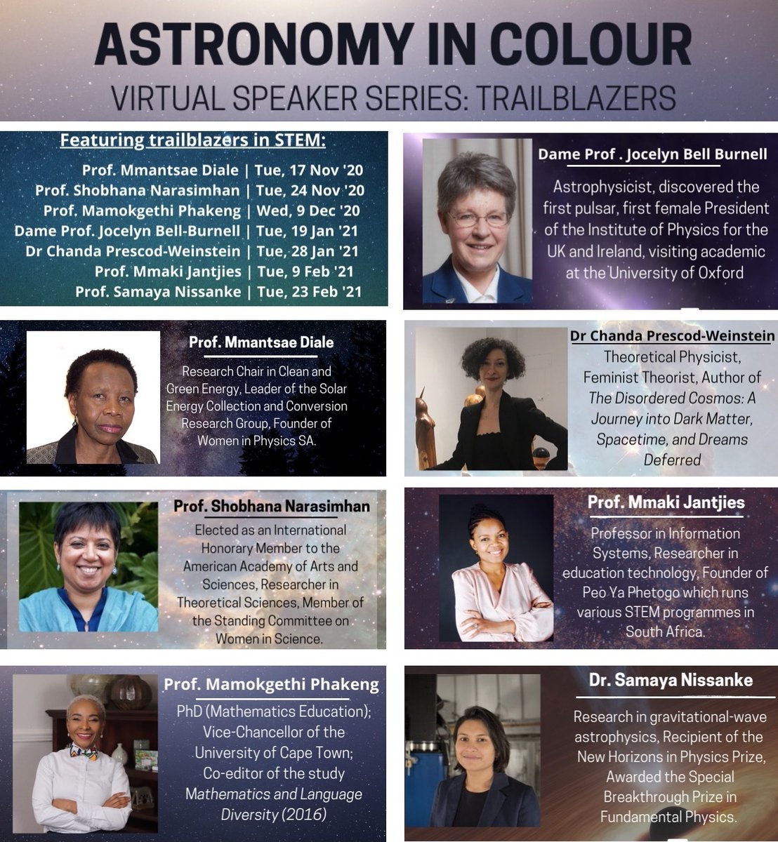 Astro4Dev's tweet photo. Astronomy in Colour, a community actively working to transform #astronomy &amp; make it more #inclusive, is organizing a virtual speaker series to highlight #women who have a passion for #science, transformation in #STEM &amp; respect in the academic space
https://t.co/L6dQxk4ofb https://t.co/36NTttHtRD