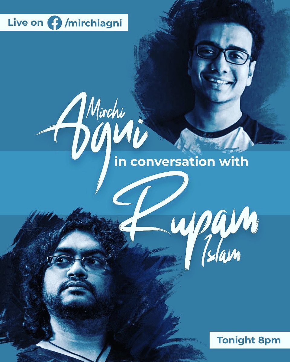 আজ রাত ৮টায়, অগ্নির ফেসবুক পেজে আড্ডায় যোগ দিন।
বিশেষতঃ আজ যখন ২৯শে অক্টোবর!        আলোচনা হবে— ‘পূজাবার্ষিকী রূপম- দ্বিতীয় গল্প’ নিয়ে।পরশুর অনুষ্ঠানের টিকিট: insider.in/pujabarshiki-r…
বাংলাদেশ থেকে টিকিট পেতে যোগাযোগ করুন:
+880 1982-223712, +880 1615-512211
#PujabarshikiRupam2