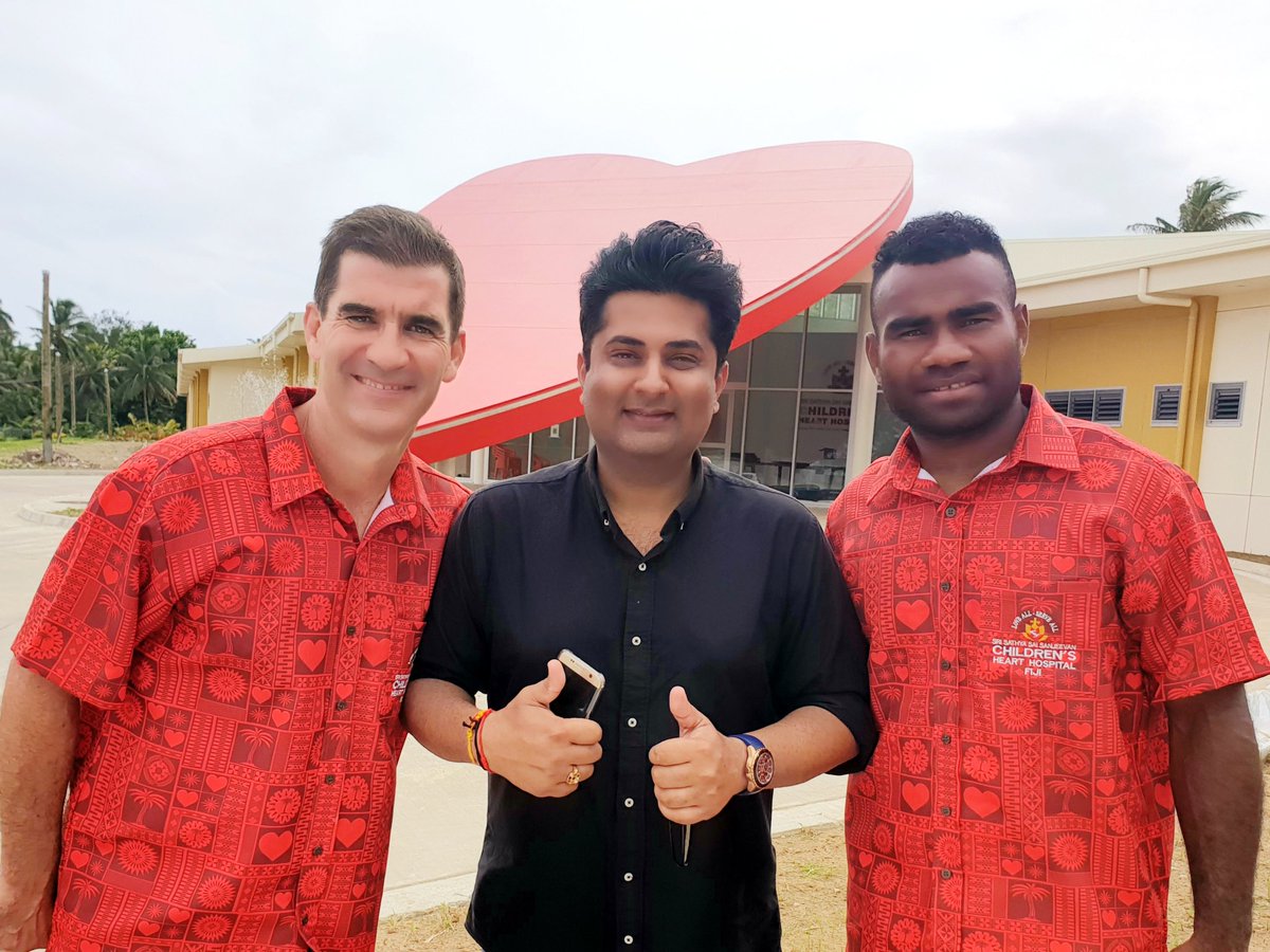 Fiji Rugby legend Jerry Tuwai and Fiji Sevens Head Coach Gareth Baber with our Foundation Director Sumeet Tappoo at the construction site of the Sai Sanjeevani Children's Heart Hospital.
<a href="/JerryTuwai/">jerry tuwai</a> 
<a href="/sumeettappoo/">Sumeet Tappoo</a>