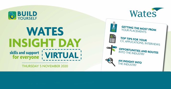 Interested in careers in the built environment? Want some pointers about job searching? Join us for the Wates Virtual Insight Day on 5 Nov #careersinconstruction #jobhuntingtips  wates.co.uk/articles/campa…