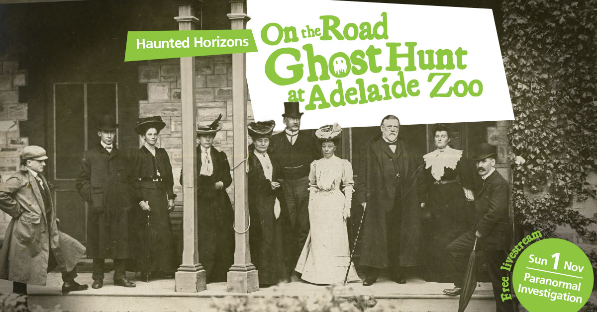 Haunted Horizons are extremely proud to announce that on Sunday 1st November, 7.45 p.m., in conjunction with Adelaide Zoo, we will be bringing our next free ‘Live on the Road’ paranormal investigation from the zoo’s Minchin House on our Facebook page.

#adelaidezoo #ghosthunt