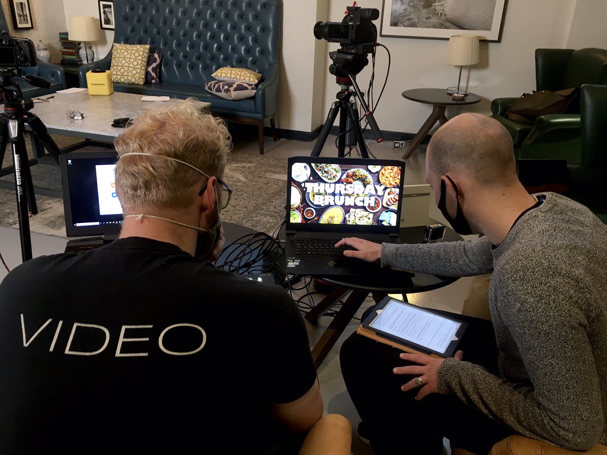 Bright and early getting all prepped for #ThursdayBrunch to go live online at 8:30am! Live-streaming events is the perfect solution for current restrictions 👍🏻
