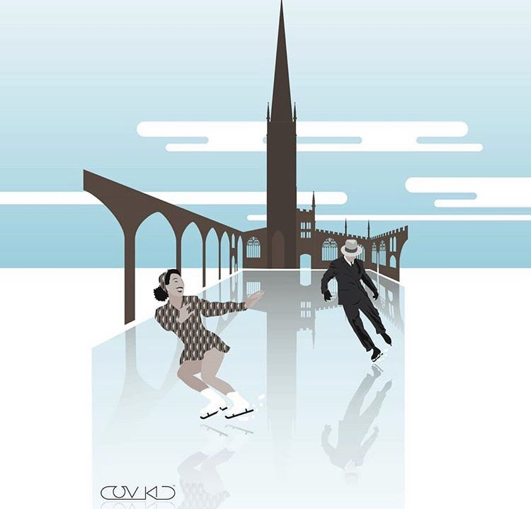 trishwilletts's tweet photo. I love all of the CovKid range, I’ve brought the mugs and the silk scarf - but this image of our @CovCathedral @Coventry2021 @CovCityCentre ice-rink has to be my absolute favourite ❄️💙❄️ https://t.co/y5mvMlpGJS