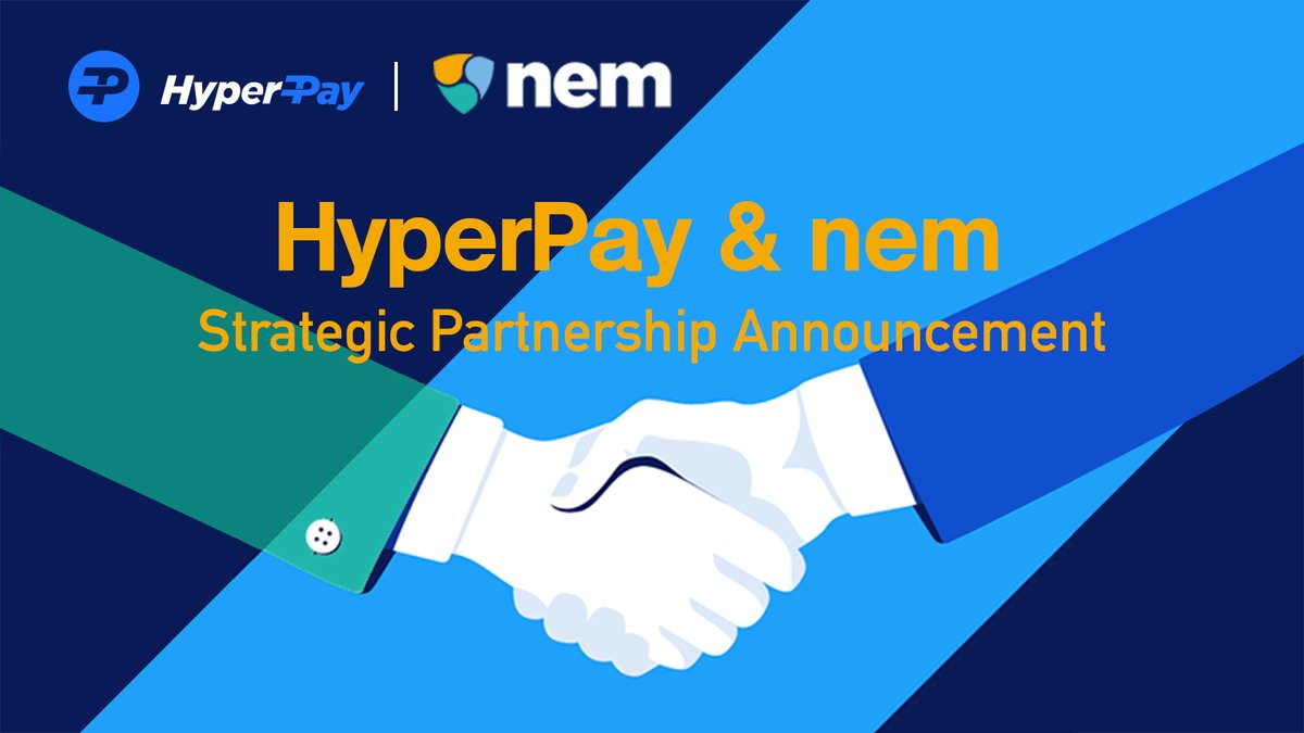 Recently, #HyperPay and @NEMofficial have reached a strategic cooperation. 🥳Please follow the two parties' News for new cooperation progress!😃 https://t.co/vskqflZtNt