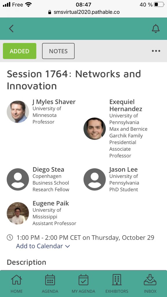 Last (but not least) paper presentation for the #SMSCooperative_IG today. Join us at 1:00 PM in the <a href="/Strategic_Mgmt/">Strategic Management Society</a> platform to hear more about Network &amp; Innovation! #SMS2020 <a href="/ak_herfeld/">Ann-Kathrin Herfeld</a> <a href="/victorcui8/">Victor Cui</a>