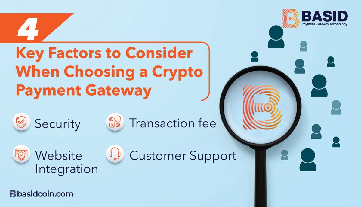 basidcoin's tweet photo. There are 🔸 scores of #cryptopayment gateways💸 that compete to become the top option. But how do you know which one you should use?
Kindly 📝 note these four key factors when choosing your preferred #crypto payment platform.
#BASID #BasidCoin #BASIDCommunity #Customersupport https://t.co/kZ4zA7bZyW